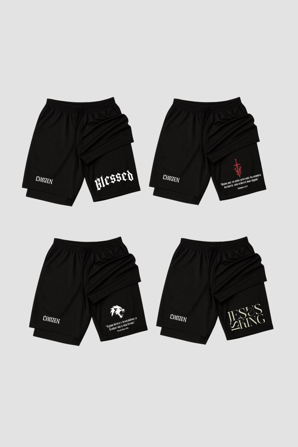 KIT 4 SHORTS COMPRESSÃO 2 EM 1