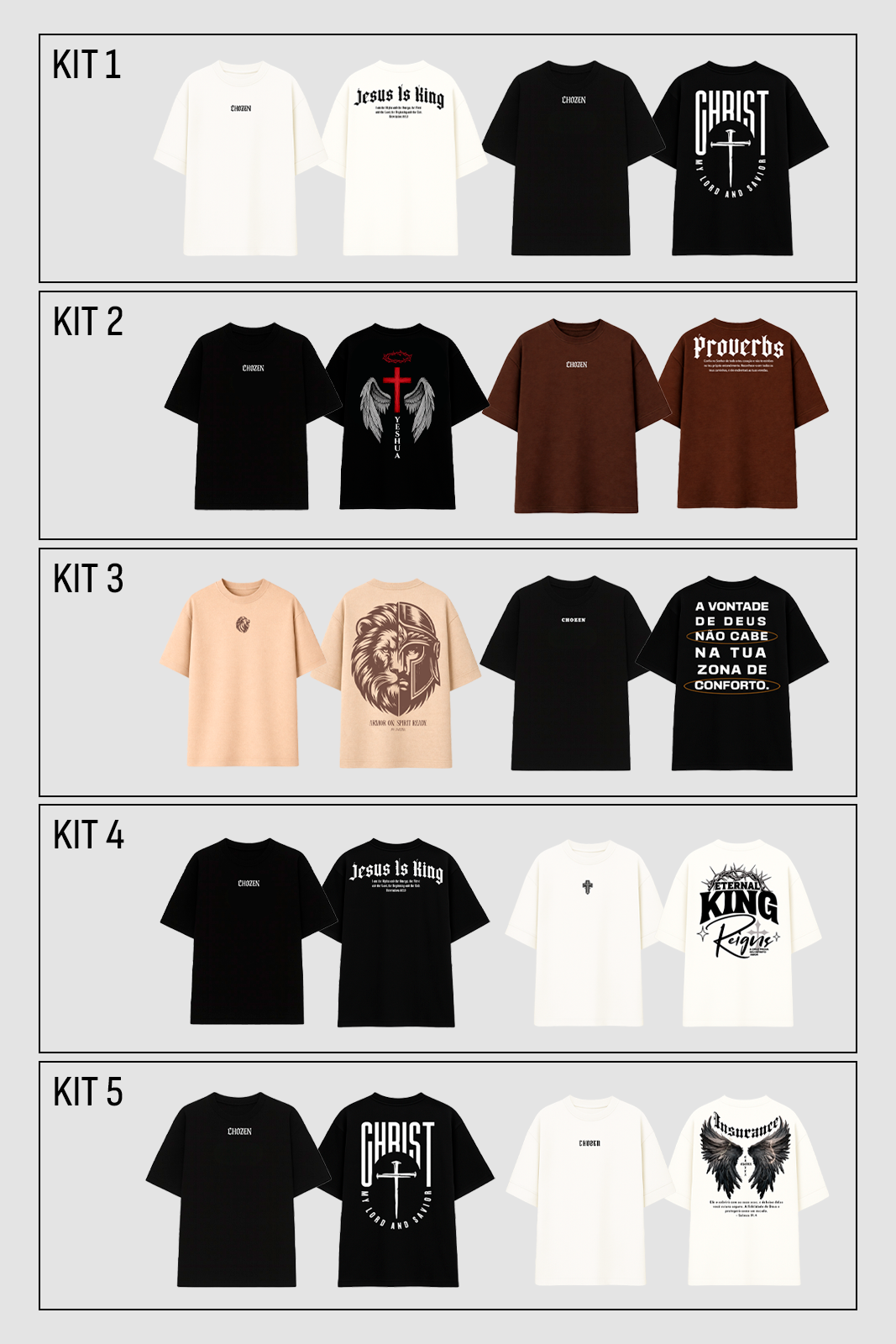 Kit 2 Camisetas Oversized Cristãs Unissex CHOZEN Must-Have 02