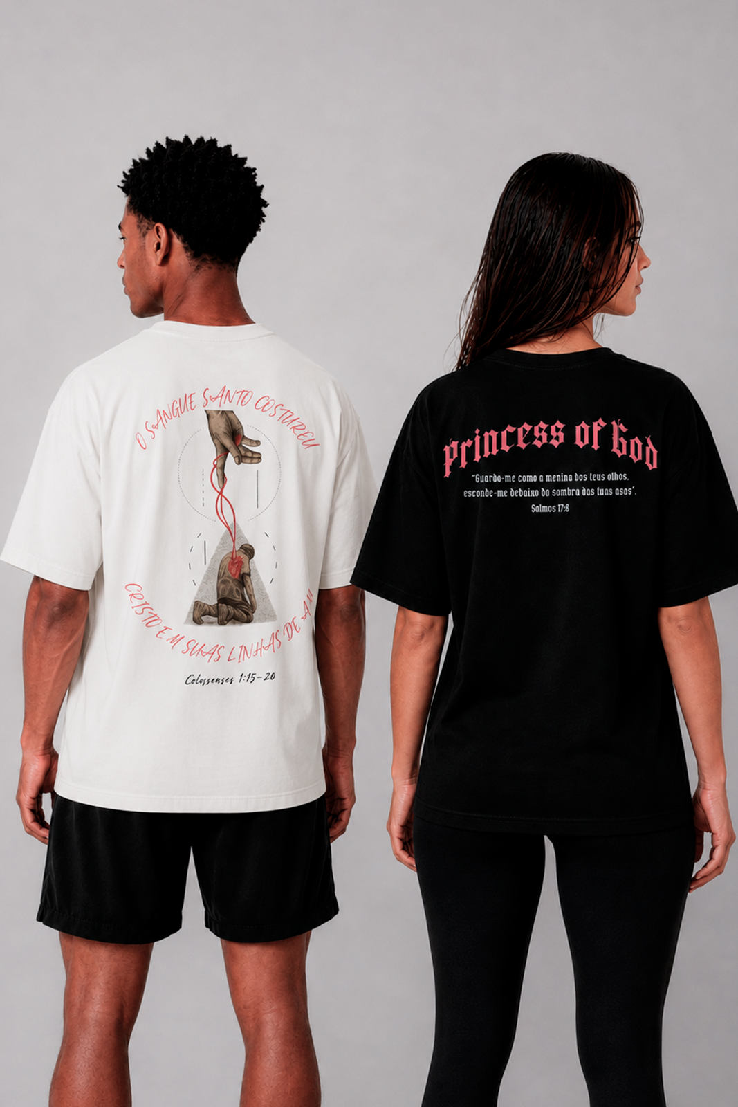 Kit 2 Camisetas Oversized Cristãs Unissex CHOZEN Casal
