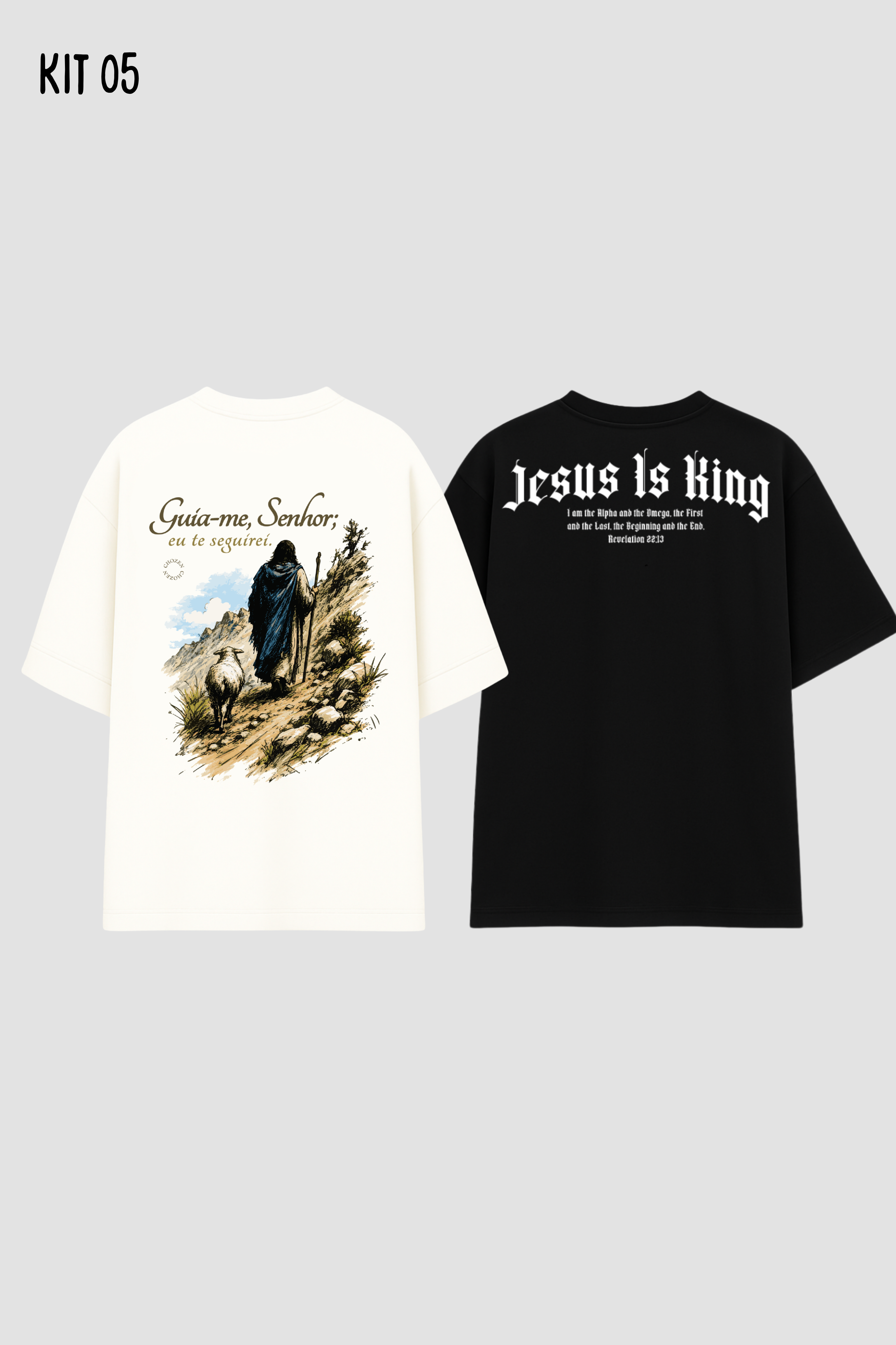 Kit 2 Camisetas Oversized Cristãs Unissex CHOZEN Casal
