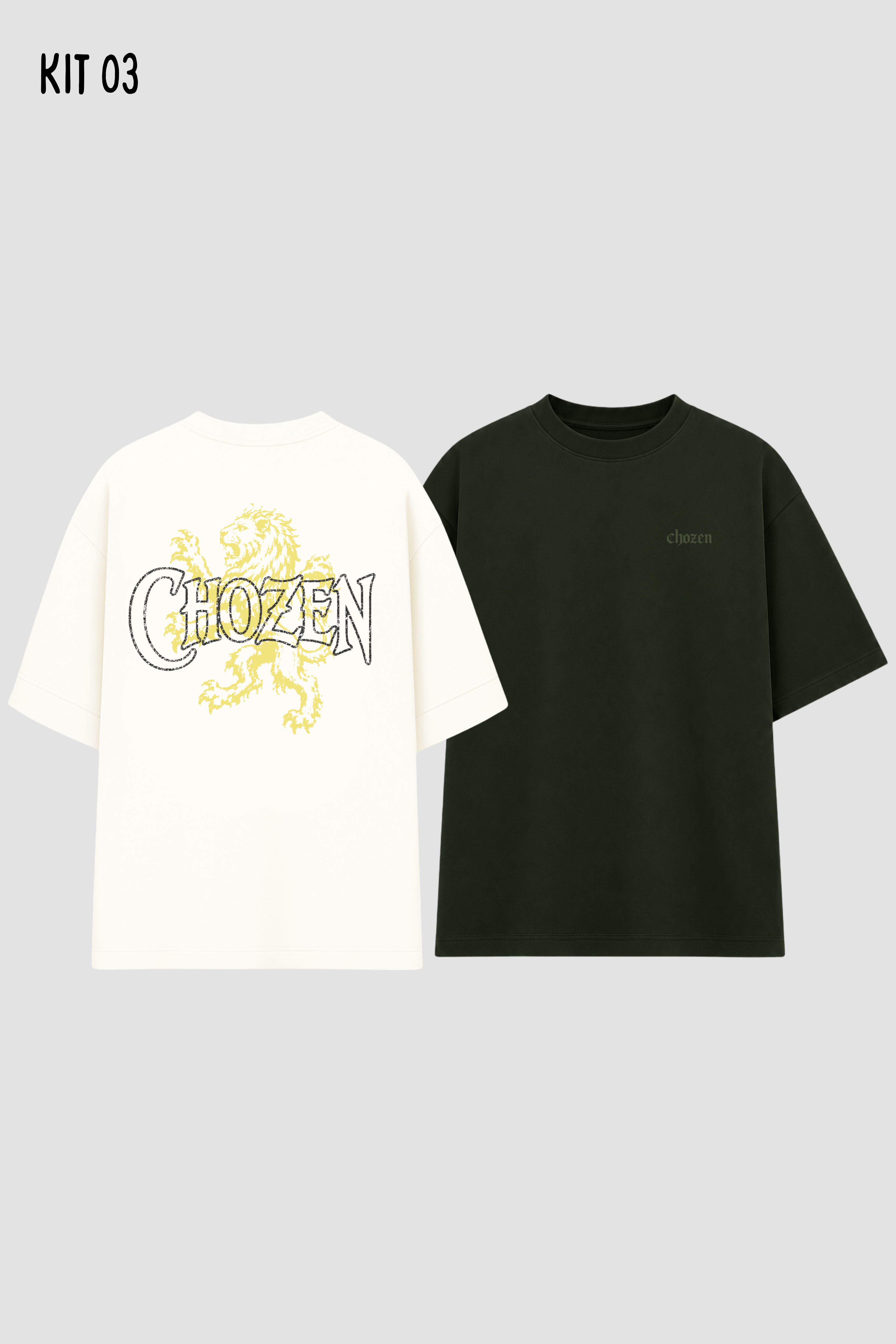 Kit 2 Camisetas Oversized Cristãs Unissex CHOZEN Essentials