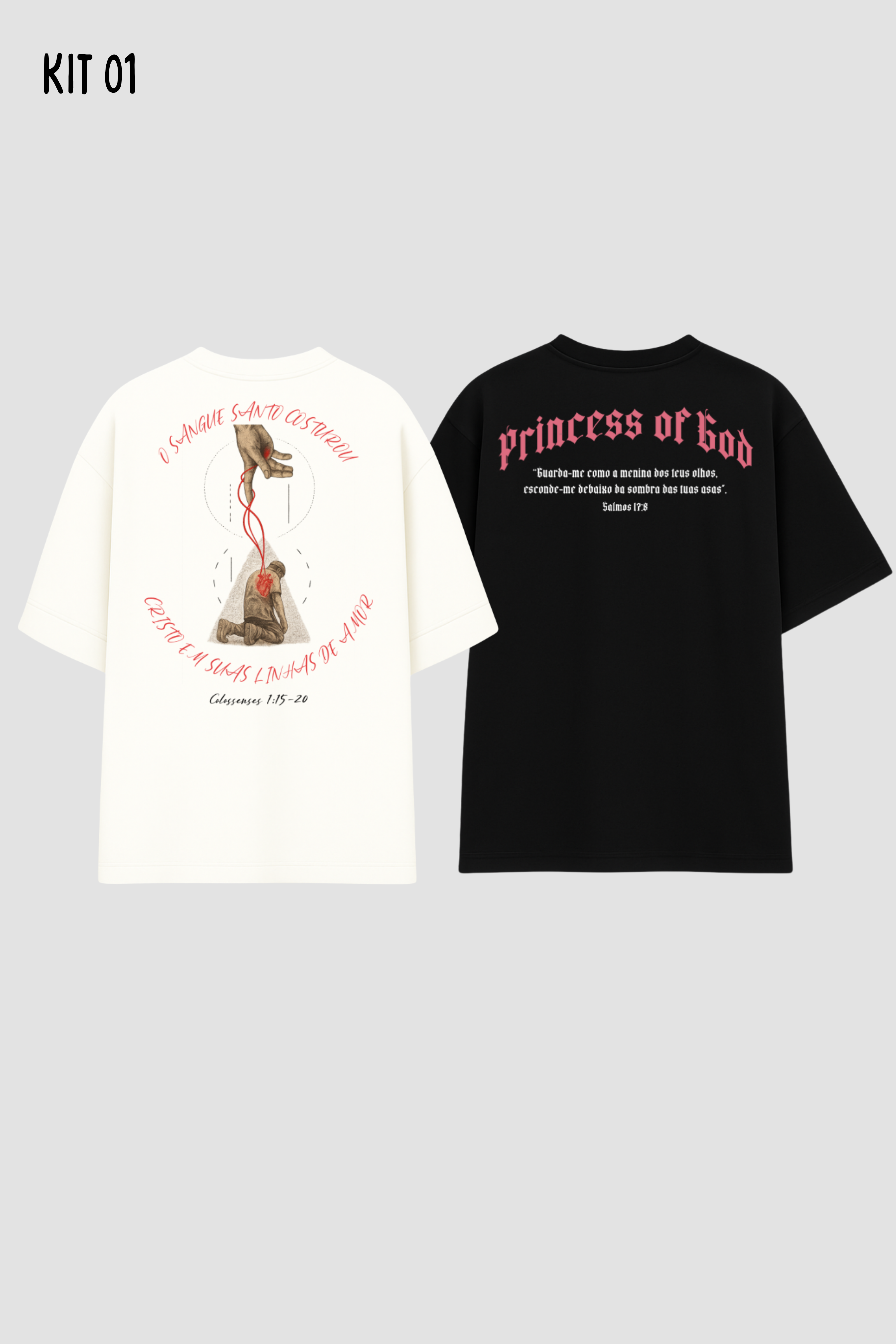 Kit 2 Camisetas Oversized Cristãs Unissex CHOZEN Casal