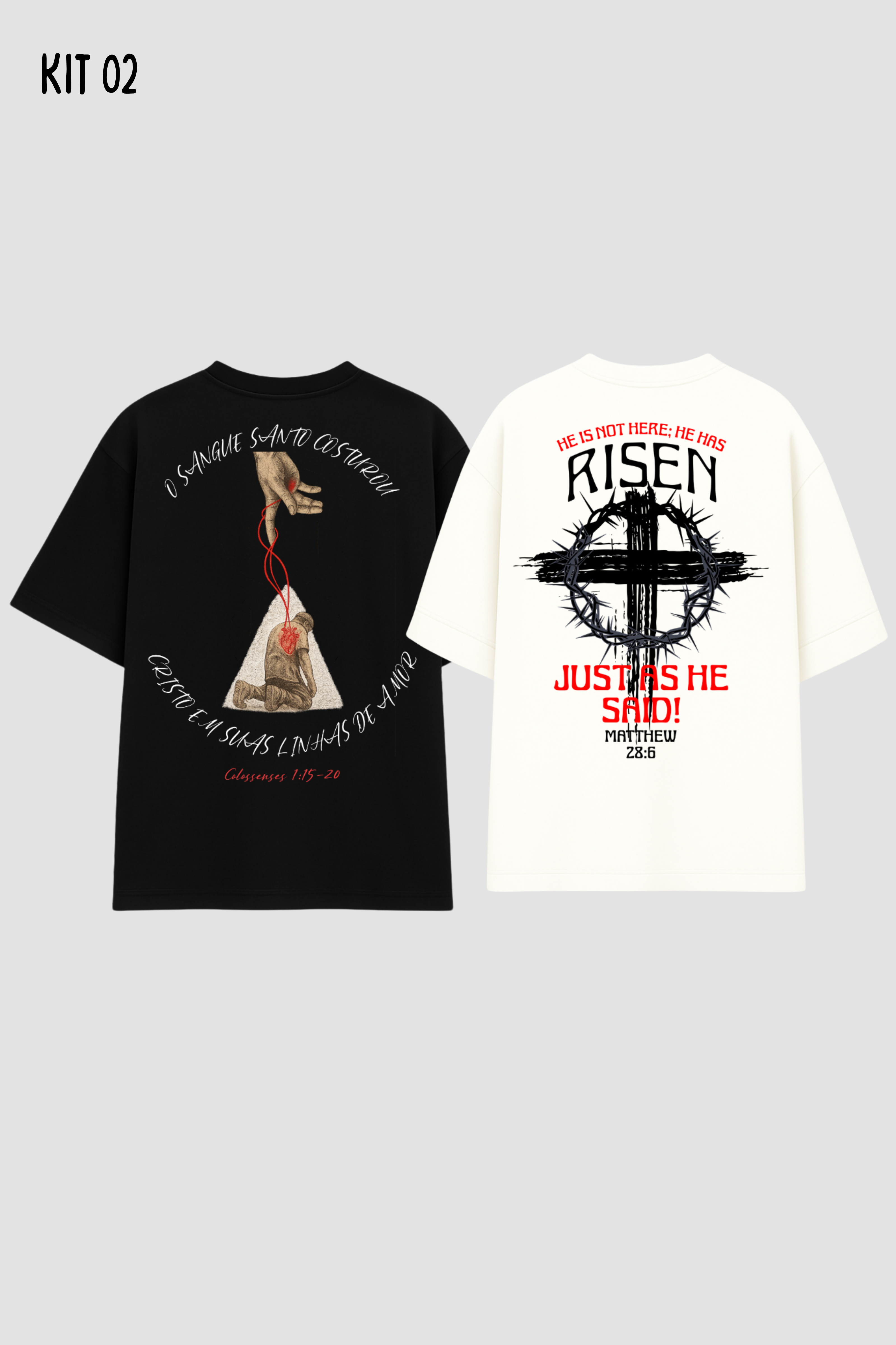 Kit 2 Camisetas Oversized Cristãs Unissex CHOZEN Casal