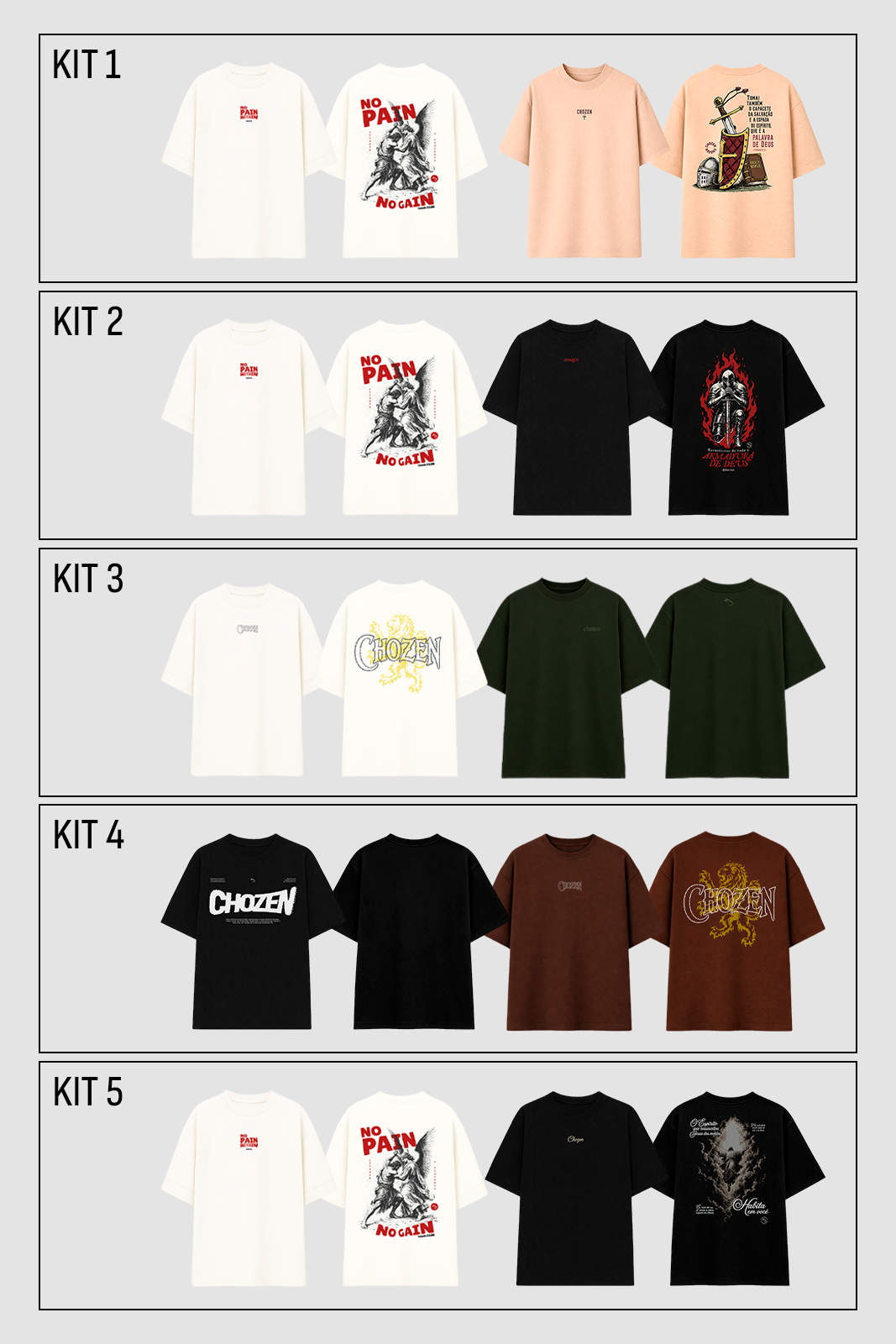 Kit 2 Camisetas Oversized Cristãs Unissex CHOZEN Essentials